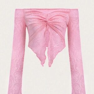 Pink Off-Shoulder Lace Top